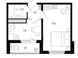 Продается 1-комнатная квартира ЖК 5 элемент Аске, лит 5-12 стр.1, сек.1,2, 32 м², 4064480 рублей