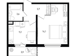 Продается 1-комнатная квартира ЖК 5 элемент Аске, лит 5-12 стр.2, сек.3,4,5,6, 35.8 м², 5169520 рублей
