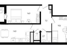 Продается 2-комнатная квартира ЖК 5 элемент Аске, лит 5-11 стр.1, сек.1,2,3,4, 51.8  м², 7868420 рублей