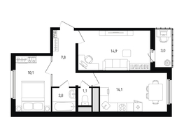 Продается 2-комнатная квартира ЖК 5 элемент Аске, лит 5-11 стр.2, сек.5,6, 52.3  м², 6019730 рублей