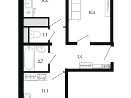 Продается 2-комнатная квартира ЖК 5 элемент Аске, лит 5-11 стр.2, сек.5,6, 44.8  м², 5707520 рублей