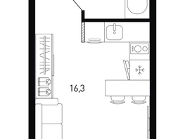 Продается 1-комнатная квартира ЖК 5 элемент Аске, лит 5-11 стр.2, сек.5,6, 20.7  м², 3073950 рублей