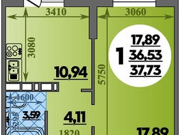 Продается 1-комнатная квартира ЖК Суворовский, литера 01, 37.73  м², 4942630 рублей