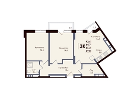 Продается 3-комнатная квартира ЖК ACADEMIA (Академия), 66.2  м², 9731400 рублей