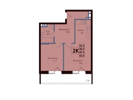 Продается 2-комнатная квартира ЖК ACADEMIA (Академия), 47.5  м², 7505000 рублей