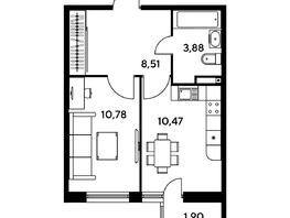 Продается 1-комнатная квартира ЖК Малина Парк, дом 1, 35.7 м², 5390000 рублей