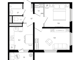 Продается 2-комнатная квартира ЖК Левенцовка Парк, лит 8-11 стр.2, сек.4,5, 46  м², 6849400 рублей
