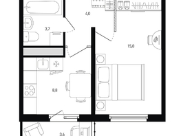 Продается 1-комнатная квартира ЖК Левенцовка Парк, лит 8-11 стр.1, сек.1,2,3, 32.6  м², 5189920 рублей