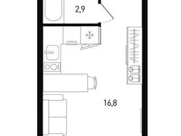 Продается 1-комнатная квартира ЖК 5 элемент Аске, лит 5-12 стр.2, сек.3,4,5,6, 20.9  м², 3958460 рублей