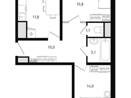 Продается 2-комнатная квартира ЖК 5 элемент Аске, лит 5-12 стр.2, сек.3,4,5,6, 52.4  м², 8048640 рублей