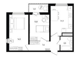 Продается 2-комнатная квартира ЖК 5 элемент Аске, лит 5-12 стр.1, сек.1,2, 49.6  м², 5789064 рублей