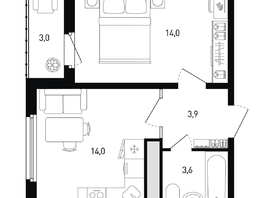 Продается 1-комнатная квартира ЖК 5 элемент Аске, лит 5-11 стр.1, сек.1,2,3,4, 37  м², 5627700 рублей
