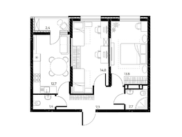Продается 2-комнатная квартира ЖК Панорама на Театральном, литера 1, 53.9  м², 7298060 рублей
