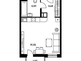 Продается Студия ЖК Гринсайд, 5.1-5.5, 30.28  м², 4240000 рублей