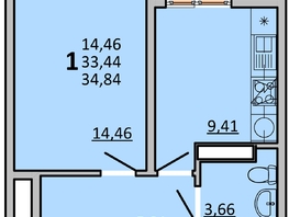 Продается 1-комнатная квартира ЖК Frame (Фрейм), 11Б, 34.84  м², 6271200 рублей