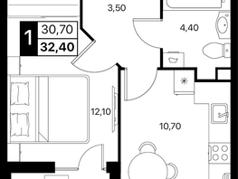 Продается 1-комнатная квартира ЖК Эстет, литер 49.2, 32.4  м&sup2;, 5195340 рублей