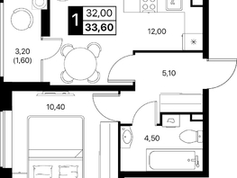 Продается 1-комнатная квартира ЖК Эстет, литер 49.2, 33.6  м&sup2;, 5908896 рублей