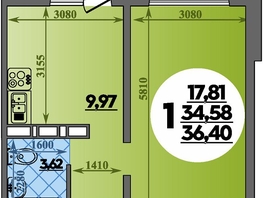 Продается 1-комнатная квартира ЖК Суворовский, литера 1, 36.4  м², 4590000 рублей