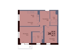 Продается 3-комнатная квартира ЖК Академия, 1 этап, 68.17  м&sup2;, 11145795 рублей