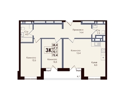 Продается 3-комнатная квартира ЖК Академия, 3 этап, 70.1  м&sup2;, 11461350 рублей