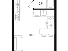 Продается Студия ЖК 5 элемент Аске, лит 5-12 стр.2, сек.3,4,5,6, 22.7  м&sup2;, 4238090 рублей
