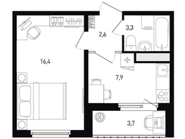 Продается 1-комнатная квартира ЖК 5 элемент Аске, лит 5-12 стр.2, сек.3,4,5,6, 31.9  м&sup2;, 5320920 рублей