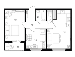 Продается 2-комнатная квартира ЖК 5 элемент Аске, лит 5-12 стр.1, сек.1,2, 57  м&sup2;, 7375800 рублей