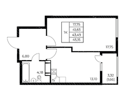 Продается 1-комнатная квартира ЖК Звезда Столицы 2, 45.15  м&sup2;, 7124219 рублей