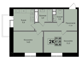 Продается 2-комнатная квартира ЖК Botanika (Ботаника), дом 1, 58.3  м&sup2;, 9328000 рублей