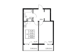 Продается 1-комнатная квартира ЖК Звезда Столицы 2, 48.5  м&sup2;, 6402000 рублей