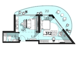 Продается Апартамент АК Скай Плаза, 5.0, 69.7  м&sup2;, 33456000 рублей