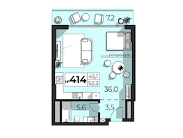 Продается Апартамент АК Скай Плаза, 5.0, 52.3  м&sup2;, 25627000 рублей