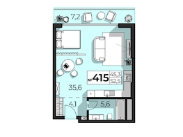 Продается Апартамент АК Скай Плаза, 5.0, 52.5  м&sup2;, 25725000 рублей