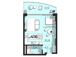 Продается Апартамент АК Скай Плаза, 5.0, 58.3  м&sup2;, 28567000 рублей