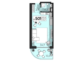 Продается Апартамент АК Скай Плаза, 5.0, 52.7  м&sup2;, 28458000 рублей