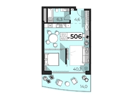 Продается Апартамент АК Скай Плаза, 5.0, 65.1  м&sup2;, 35154000 рублей