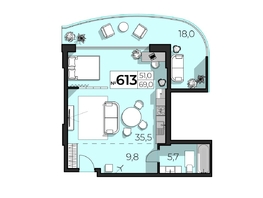 Продается Апартамент АК Скай Плаза, 5.0, 69  м&sup2;, 35880000 рублей