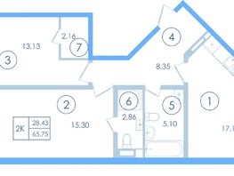 Продается 2-комнатная квартира ЖК Мойнако Ривьера, 1 очередь, 63.3  м&sup2;, 14095914 рублей