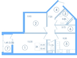 Продается 2-комнатная квартира ЖК Мойнако Ривьера, 1 очередь, 49.7  м&sup2;, 13302996 рублей
