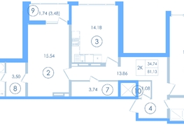 Продается 2-комнатная квартира ЖК Мойнако Ривьера, 1 очередь, 80.2  м&sup2;, 15873585 рублей