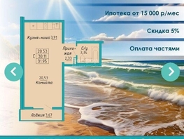Продается Апартамент Айвазовского ул, 31.9  м&sup2;, 7948000 рублей