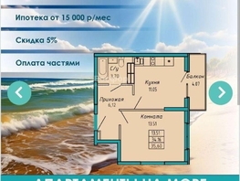 Продается Апартамент Айвазовского ул, 35.6  м&sup2;, 7434000 рублей
