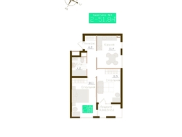 Продается 2-комнатная квартира ЖК Молодежное, корп 1, 49.8  м&sup2;, 7619400 рублей