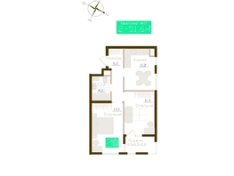 Продается 2-комнатная квартира ЖК Молодежное, корп 1, 49.6  м&sup2;, 7588800 рублей