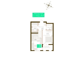 Продается 1-комнатная квартира ЖК Молодежное, корп 1, 40.4  м&sup2;, 6262000 рублей