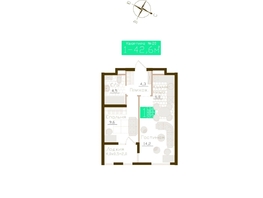 Продается 1-комнатная квартира ЖК Молодежное, корп 1, 40.6  м&sup2;, 6293000 рублей