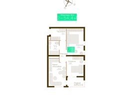Продается 2-комнатная квартира ЖК Молодежное, корп 2, 52.5  м&sup2;, 8032500 рублей