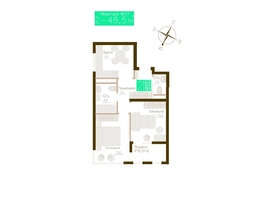 Продается 2-комнатная квартира ЖК Молодежное, корп 2, 46.5  м&sup2;, 7114500 рублей