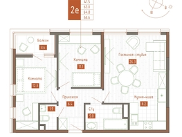 Продается 2-комнатная квартира ЖК Молодежное, корп 3, 64.8  м&sup2;, 12960000 рублей