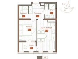 Продается 1-комнатная квартира ЖК Молодежное, корп 3, 40.2  м&sup2;, 8040000 рублей